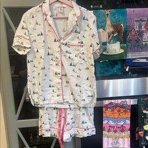 Victoria's Secret White Pajama Set with Pink Accents